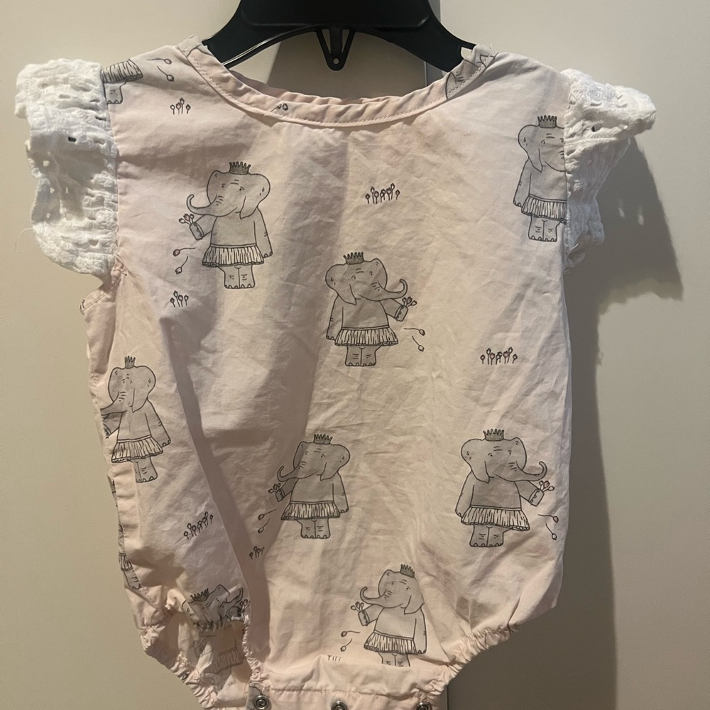 petit Peony Pink Elephant Baby Romper